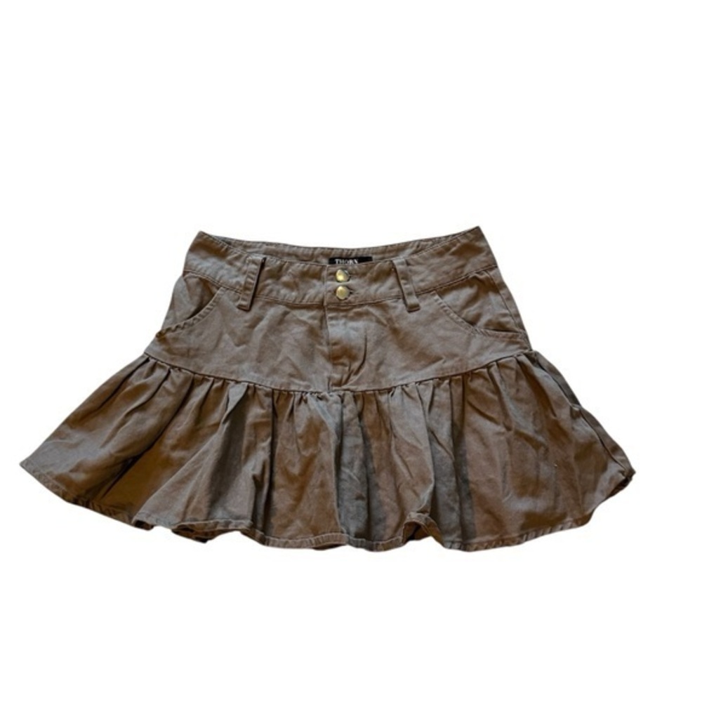Y2K Vintage Thorn & Fable Brown pleated Women's  denim Jean Skirt